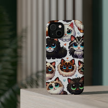 DistinctInk Tough Case for Apple iPhone, Compatible with MagSafe Charging - "Whimsical Array: Playful Cartoon Cats Pattern"