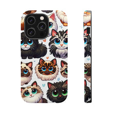 DistinctInk Tough Case for Apple iPhone, Compatible with MagSafe Charging - "Whimsical Array: Playful Cartoon Cats Pattern"