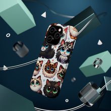 DistinctInk Tough Case for Apple iPhone, Compatible with MagSafe Charging - "Whimsical Array: Playful Cartoon Cats Pattern"
