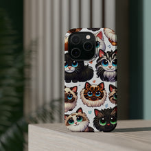 DistinctInk Tough Case for Apple iPhone, Compatible with MagSafe Charging - "Whimsical Array: Playful Cartoon Cats Pattern"