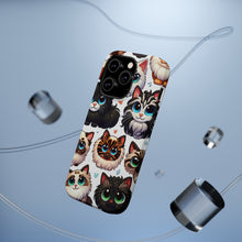 DistinctInk Tough Case for Apple iPhone, Compatible with MagSafe Charging - "Whimsical Array: Playful Cartoon Cats Pattern"