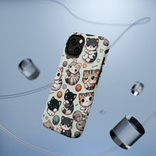 DistinctInk Tough Case for Apple iPhone, Compatible with MagSafe Charging - "Whimsical Feline Paradise: A Colorful Cartoon Pattern"