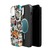DistinctInk Tough Case for Apple iPhone, Compatible with MagSafe Charging - "Feline Fun: Vibrant & Playful Cats"
