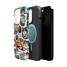 DistinctInk Tough Case for Apple iPhone, Compatible with MagSafe Charging - "Feline Fun: Vibrant & Playful Cats"