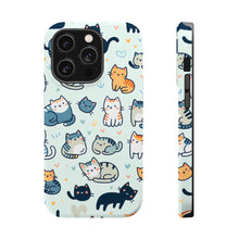 DistinctInk Tough Case for Apple iPhone, Compatible with MagSafe Charging - "The Playful World of Cartoon Cats"