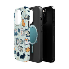 DistinctInk Tough Case for Apple iPhone, Compatible with MagSafe Charging - "The Playful World of Cartoon Cats"