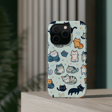 DistinctInk Tough Case for Apple iPhone, Compatible with MagSafe Charging - "The Playful World of Cartoon Cats"