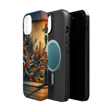 DistinctInk Tough Case for Apple iPhone, Compatible with MagSafe Charging - "Vivid Urban Expression: A Kaleidoscope of City Colors"