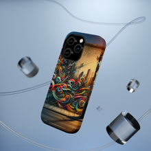 DistinctInk Tough Case for Apple iPhone, Compatible with MagSafe Charging - "Vivid Urban Expression: A Kaleidoscope of City Colors"