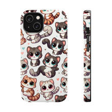 DistinctInk Tough Case for Apple iPhone, Compatible with MagSafe Charging - Whimsical Feline Fiesta: A Delightful Repetition