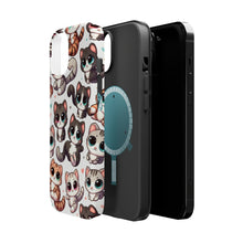 DistinctInk Tough Case for Apple iPhone, Compatible with MagSafe Charging - Whimsical Feline Fiesta: A Delightful Repetition