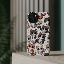DistinctInk Tough Case for Apple iPhone, Compatible with MagSafe Charging - Whimsical Feline Fiesta: A Delightful Repetition