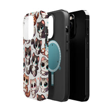DistinctInk Tough Case for Apple iPhone, Compatible with MagSafe Charging - Whimsical Feline Fiesta: A Delightful Repetition