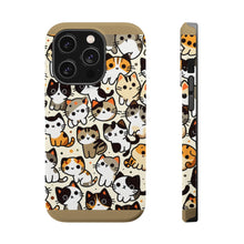 DistinctInk Tough Case for Apple iPhone, Compatible with MagSafe Charging - "Feline Playtime: A Whimsical Cat Tapestry"