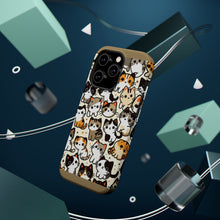DistinctInk Tough Case for Apple iPhone, Compatible with MagSafe Charging - "Feline Playtime: A Whimsical Cat Tapestry"