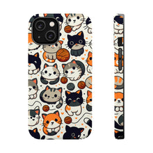 DistinctInk Tough Case for Apple iPhone, Compatible with MagSafe Charging - "Whimsical Feline Playtime: A Delightful Pattern"