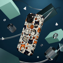 DistinctInk Tough Case for Apple iPhone, Compatible with MagSafe Charging - "Whimsical Feline Playtime: A Delightful Pattern"