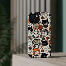 DistinctInk Tough Case for Apple iPhone, Compatible with MagSafe Charging - "Whimsical Feline Playtime: A Delightful Pattern"