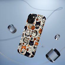 DistinctInk Tough Case for Apple iPhone, Compatible with MagSafe Charging - "Whimsical Feline Playtime: A Delightful Pattern"