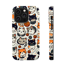 DistinctInk Tough Case for Apple iPhone, Compatible with MagSafe Charging - "Whimsical Feline Playtime: A Delightful Pattern"