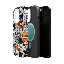 DistinctInk Tough Case for Apple iPhone, Compatible with MagSafe Charging - "Whimsical Feline Playtime: A Delightful Pattern"