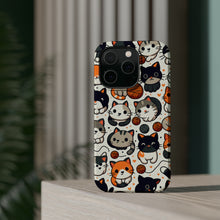 DistinctInk Tough Case for Apple iPhone, Compatible with MagSafe Charging - "Whimsical Feline Playtime: A Delightful Pattern"