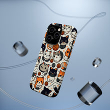 DistinctInk Tough Case for Apple iPhone, Compatible with MagSafe Charging - "Whimsical Feline Playtime: A Delightful Pattern"