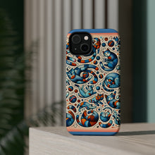 DistinctInk Tough Case for Apple iPhone, Compatible with MagSafe Charging - "Feline Frenzy: Whimsical Cats in Motion"