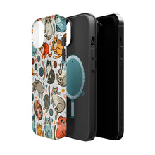 DistinctInk Tough Case for Apple iPhone, Compatible with MagSafe Charging - "Cats Galore: Playful and Whimsical Patterns"