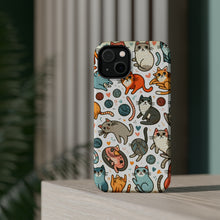 DistinctInk Tough Case for Apple iPhone, Compatible with MagSafe Charging - "Cats Galore: Playful and Whimsical Patterns"