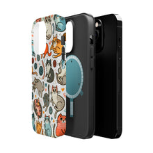 DistinctInk Tough Case for Apple iPhone, Compatible with MagSafe Charging - "Cats Galore: Playful and Whimsical Patterns"