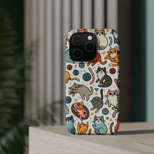 DistinctInk Tough Case for Apple iPhone, Compatible with MagSafe Charging - "Cats Galore: Playful and Whimsical Patterns"