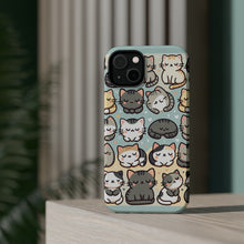 DistinctInk Tough Case for Apple iPhone, Compatible with MagSafe Charging - "Whimsical Feline Playground: A Playful Pattern"
