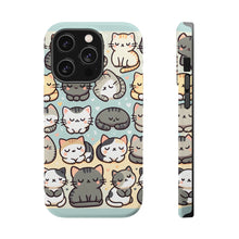 DistinctInk Tough Case for Apple iPhone, Compatible with MagSafe Charging - "Whimsical Feline Playground: A Playful Pattern"