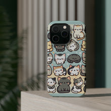 DistinctInk Tough Case for Apple iPhone, Compatible with MagSafe Charging - "Whimsical Feline Playground: A Playful Pattern"