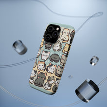 DistinctInk Tough Case for Apple iPhone, Compatible with MagSafe Charging - "Whimsical Feline Playground: A Playful Pattern"