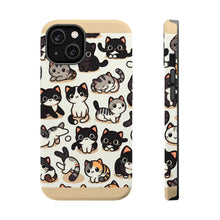 DistinctInk Tough Case for Apple iPhone, Compatible with MagSafe Charging - "Cute and Charming Cartoon Cat Pattern"