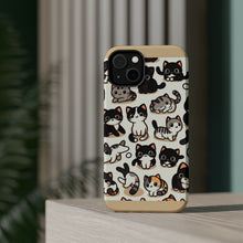 DistinctInk Tough Case for Apple iPhone, Compatible with MagSafe Charging - "Cute and Charming Cartoon Cat Pattern"