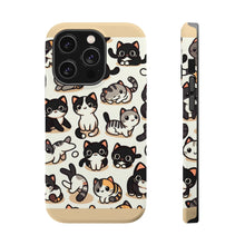 DistinctInk Tough Case for Apple iPhone, Compatible with MagSafe Charging - "Cute and Charming Cartoon Cat Pattern"