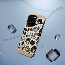DistinctInk Tough Case for Apple iPhone, Compatible with MagSafe Charging - "Cute and Charming Cartoon Cat Pattern"