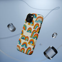 DistinctInk Tough Case for Apple iPhone, Compatible with MagSafe Charging - "Cheerful Cartoon Rainbows on Light Background"