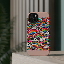 DistinctInk Tough Case for Apple iPhone, Compatible with MagSafe Charging - "Whimsical Kaleidoscope: A Playful Rainbow Pattern"