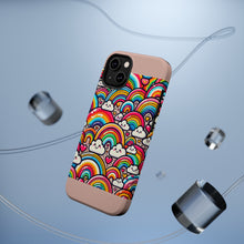 DistinctInk Tough Case for Apple iPhone, Compatible with MagSafe Charging - "Whimsical Kaleidoscope: A Playful Rainbow Pattern"