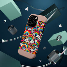 DistinctInk Tough Case for Apple iPhone, Compatible with MagSafe Charging - "Whimsical Kaleidoscope: A Playful Rainbow Pattern"