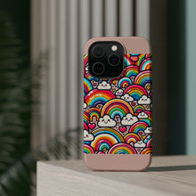 DistinctInk Tough Case for Apple iPhone, Compatible with MagSafe Charging - "Whimsical Kaleidoscope: A Playful Rainbow Pattern"