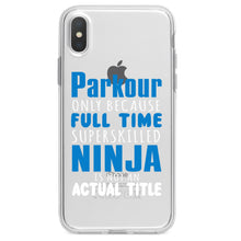 DistinctInk® Clear Shockproof Hybrid Case for Apple iPhone / Samsung Galaxy / Google Pixel - Parkour Because Super Skilled Ninja Not Actual