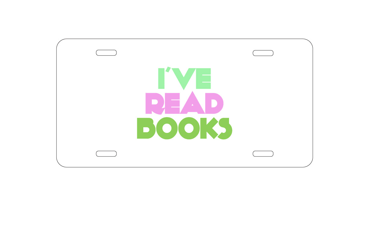 DistinctInk Custom Aluminum Decorative Vanity Front License Plate - I've Read Books - Pink Green