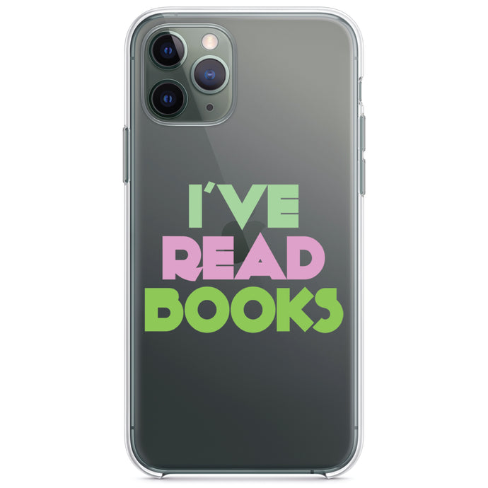 DistinctInk® Clear Shockproof Hybrid Case for Apple iPhone / Samsung Galaxy / Google Pixel - I've Read Books - Pink Green