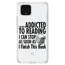 DistinctInk® Clear Shockproof Hybrid Case for Apple iPhone / Samsung Galaxy / Google Pixel - Not Addicted to Reading - Can Stop When I Finish