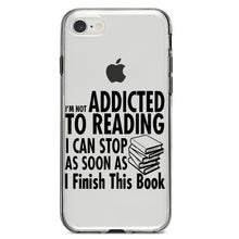 DistinctInk® Clear Shockproof Hybrid Case for Apple iPhone / Samsung Galaxy / Google Pixel - Not Addicted to Reading - Can Stop When I Finish
